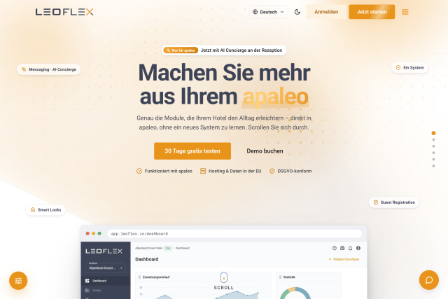 Startseite der LeoFlex-Website — mit Contao umgesetzt von NEO Digital