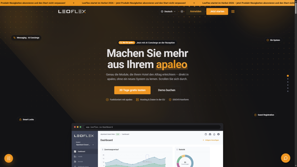 Startseite der LeoFlex-Website — von NEO Digital gestaltet und gebaut