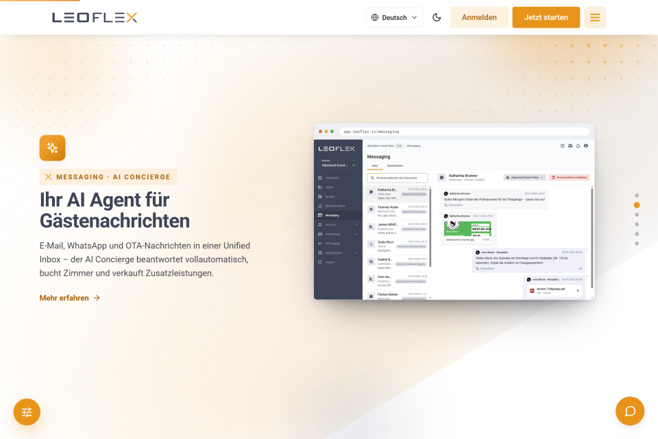 Dieselbe Scroll-Sektion im hellen Design