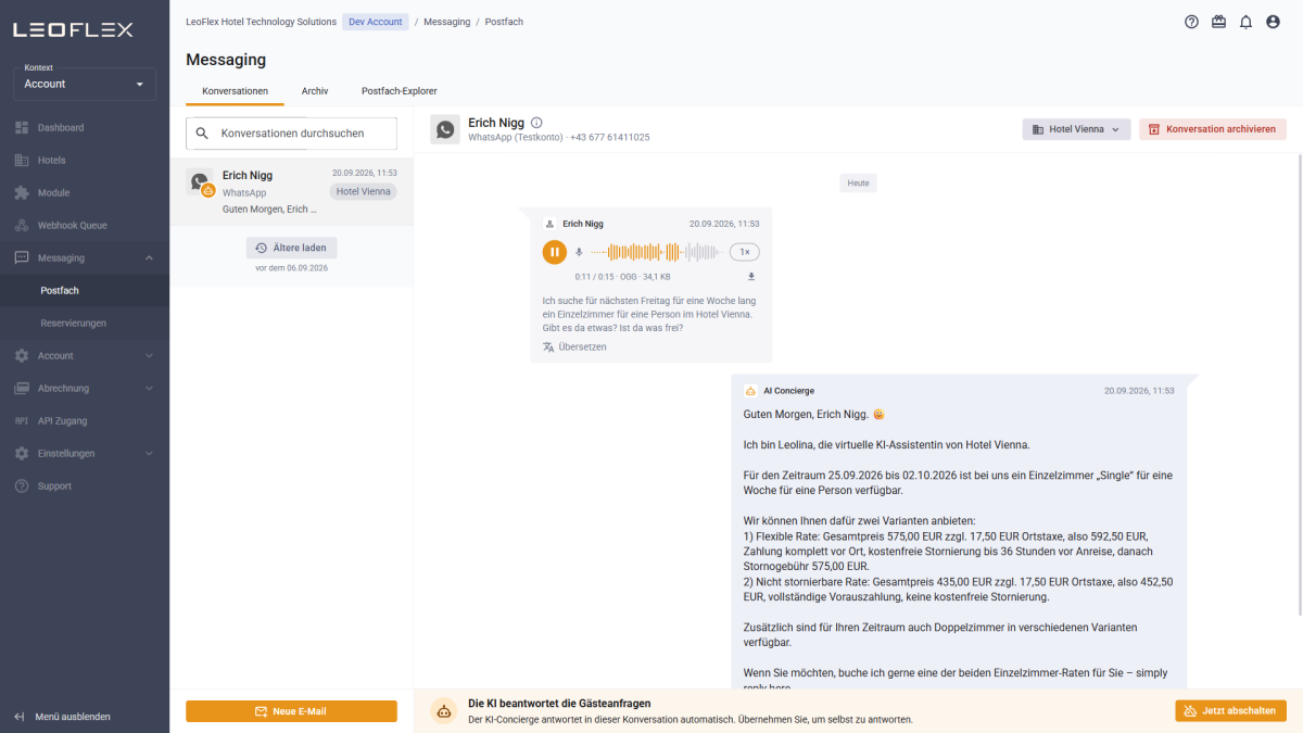 LeoFlex-Dashboard — von NEO Digital gestaltet und entwickelt